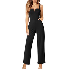 DAAWENXI Women's Casual Tank Top Sleeveless Jumpsuits Dressy Wide Leg Pants Rompers With Pockets Black