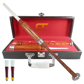 Scottish Highland BagPipe Practice Chanter, Carrying Case & Reeds by Createch Tools (Natural)