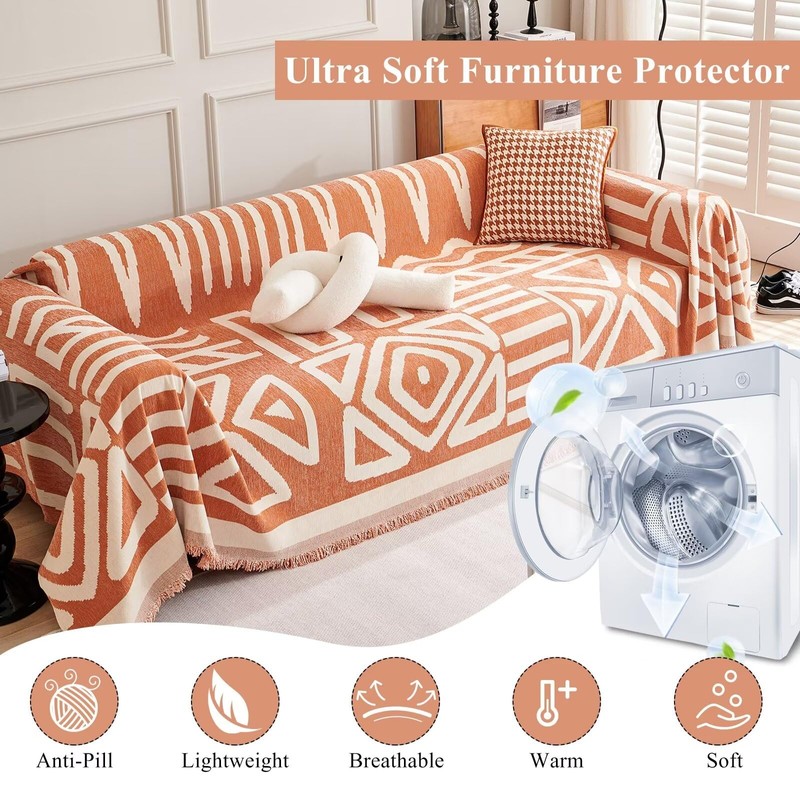 VClife Boho Couch Cover Sofa Cover, Anti-Slip Chenille Sofa Slipcover