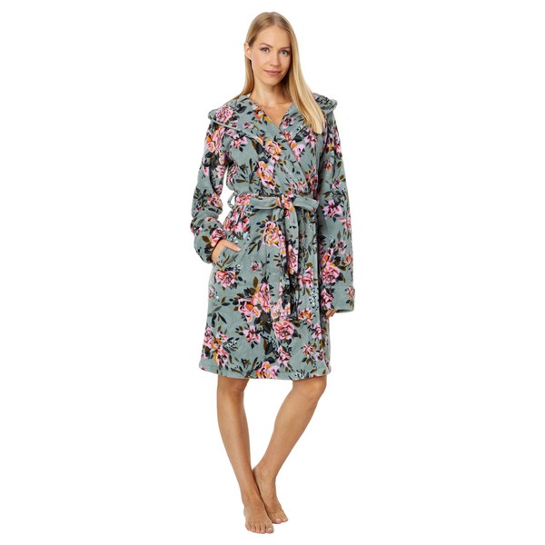 Vera Bradley Women's Plush Fleece Robe (Extended Size Range), Rosy