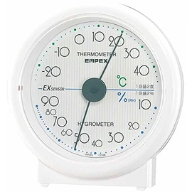 Empex TM-5501 Meteorological Thermometer, Hygrometer, Celeste Thermometer, Hygrometer, Standing, Made in Japan, White