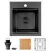 LQS Black Bar Sink, 16" x 18" Black Small RV