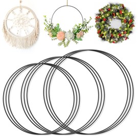DENUOTOP Pack of 9 Metal Rings for Crafts (20, 25 & 30 cm), Black Wire Rings, Decorative Rings for Hanging for Wedding Wreath and Wall Hanging, Dream Catcher