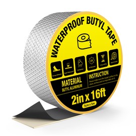 360Tronics Waterproof Butyl Sealing Tape, Strong Adhesive Aluminum Foil Metal Roof Repair Tape for RV Roof Sealing, Flashing Seams, Gutters, Skylight and Vent Pipes Waterproofing, 2" x 16ft