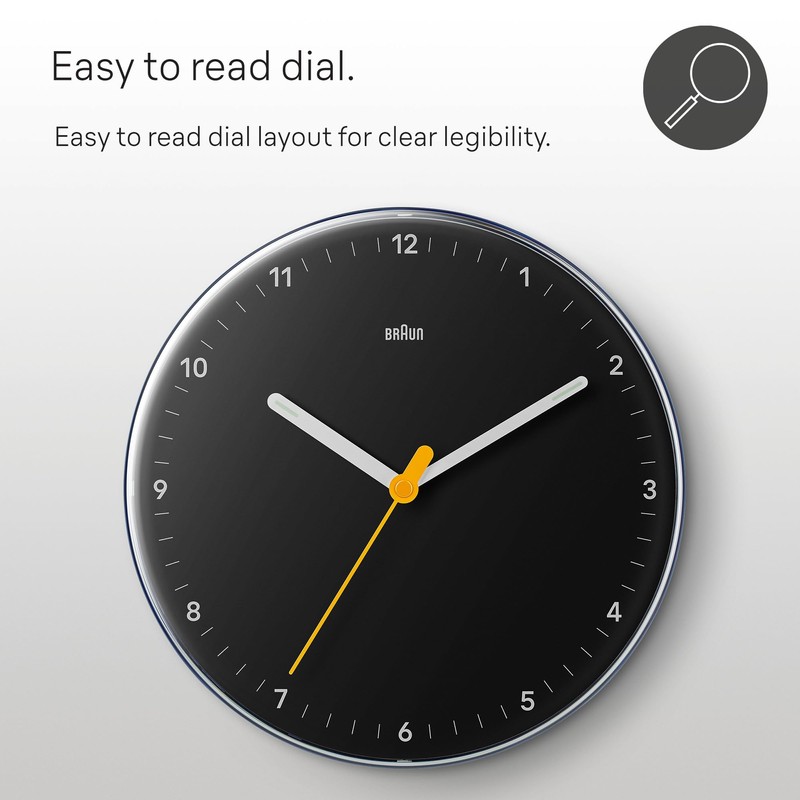 Braun Classic Analogue Wall Clock with Silent Sweeping Quartz Movement,