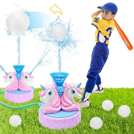 Kids Water Sprinkler Spray Baseball Toy, 2-in-1 Water Spinning Unicorn Sprinkler Toys with Water Ball, Summer Outdoor Backyard Game for 3 4 5 6 7 8 Years Boys Girls Gifts