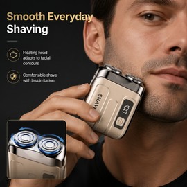 Mini Electric Shaver for Men – Rechargeable Dual Blade Beard Trimmer with Digital Display for Home, Travel and Daily Grooming