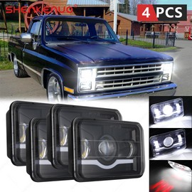 SHENKENUO 4set 4x6" LED Headlights DRL Hi/Lo Beam DRL For Chevy C10 Pickup truck 1980-1986
