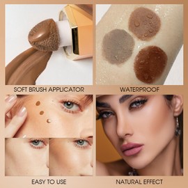 BEFIVECOK Liquid Contour Stick Makeup - Cream Face Contour Wand with Cushion Applicator, Natural Matte Long Lasting Creamy Bronzer Contour, Lightweight Silky Blendable (#02 SOFT TAN)