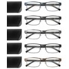 JOLISU 5PCS Reading Glasses Men - Blue Light Blocking Computer Metal Thin Frame Readers For Mens/Women W/Case（1.25）