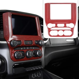 RT-TCZ for RAM Navigation Panel Dash Air Conditioning Vents Trim Cover for Dodge RAM 2018 Up Red ABS Carbon Fiber Interior Accessories