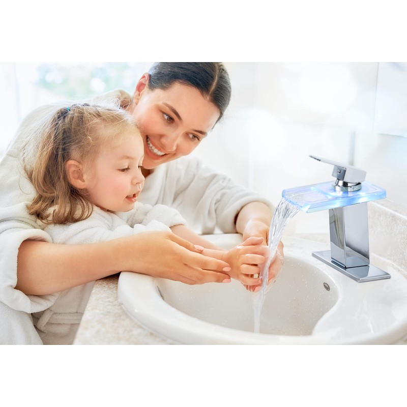 Y-Garhe LED Bathroom Sink Faucet - Chrome Single Hole or
