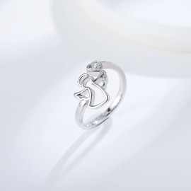 CCWPXX Sterling Silver Guardian Angel Ring - 925 Feather Angel Wings Adjustable Open Rings Jewelry Gift for Women Daughter