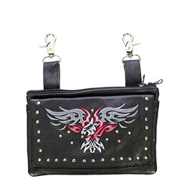Womens Studded Leather Hip Bag with Eagle