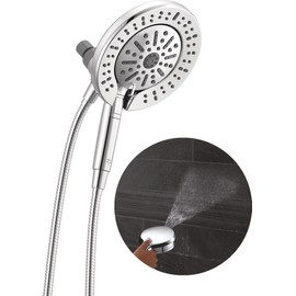 Delta 6-Setting In2ition 2-in-1 Dual Shower Head with Handheld High Pressure ProClean Spray, Chrome Detachable Shower Head with Hose, 1.75 GPM Flow Rate, Chrome 75655