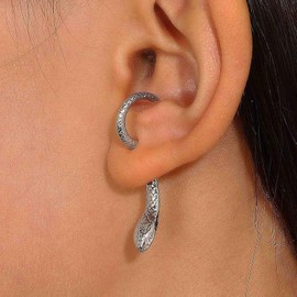 Yheakne Punk Snake Ear Jacket Earrings Silver Snake Drop Earrings Vintage Snake Earrings Serpent Snake Wrap Stud Earrings Jewelry for Women and Girls