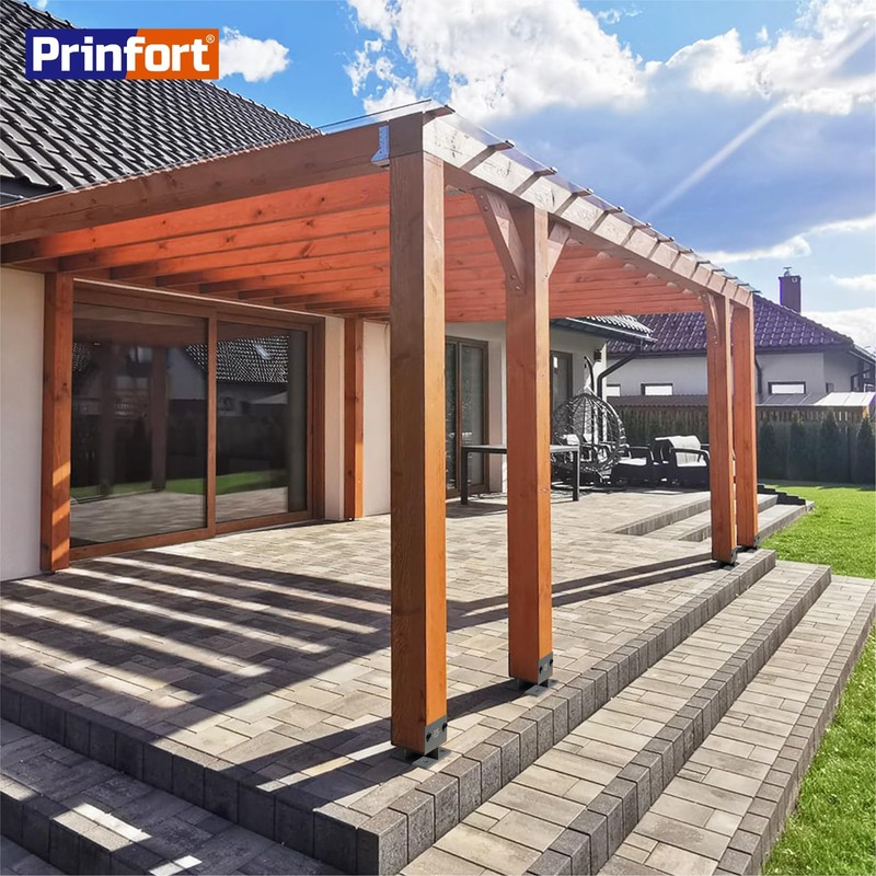 Prinfort Stainless Steel 8"x8"(Actual 7.5"x7.5") Post Base Bracket Concrete, Wet