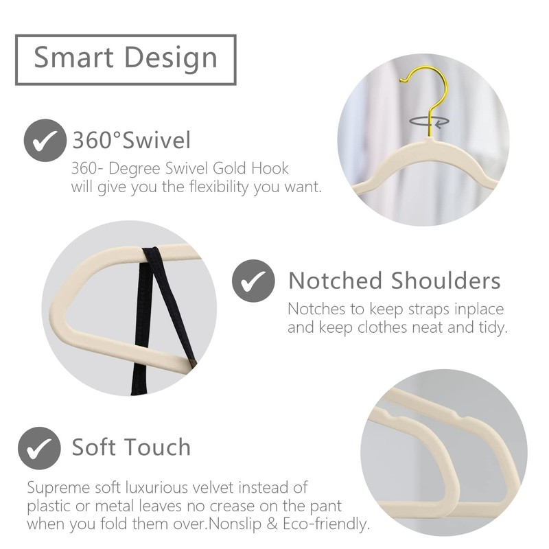 MIZGI Premium Velvet Hangers Pack 30 Pcs Heavyduty - Non