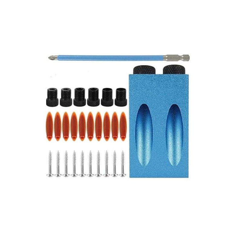 15pcs Pocket Hole Screw Jig Dowel Drill Joinery Kit Woodworking