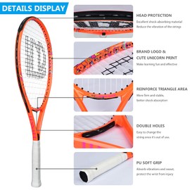 LUNNADE Tennis Racket for Kids Junior, 19/21/23/25 Inch Youth Tennis Racquet with Cover, Suitable for Beginner Boys and Girls Age 3-12