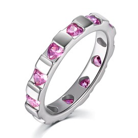 JXSJES Pink Heart Cubic Zriconia 925 Sterling Silver for Women (7)