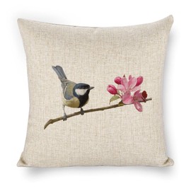 Magnolia18x18 Linen Pillow Cover Comfortable Healthy Bright Colorful Design Durable Perfect for Patio Garden Sofa Outdoor Car