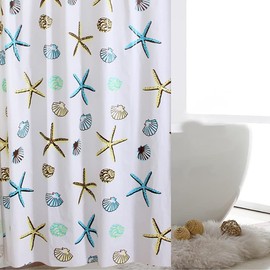 Vllcsla Shower Curtains Mould Proof Resistant for Bathroom 180/200/220/240 CM - Blue Nautical Extra Long PEVA Bathroom Shower Curtains Anti Bacterial 220CM/ 240CM Drop (180x200CM)