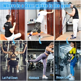 Brebebe Door Anchor Strap for Resistance Bands Exercises, Multi Point Gym Attachment Home Fitness, Portable Band Workout Equipment (1 Anchor+Resistance Set), Black