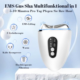 EMS Gua Sha, Robofun Face Massager Gua Sha Electric with Vibration & Heat & Cold, Face Shaping Tool with Red, Blue, Purple, Face Massager for Face Anti Wrinkles Anti Ageing