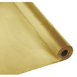 Schorin Plastic Party Banquet Table Cover Roll - 300 ft. x 40 in. - Disposable Tablecloth (Gold)