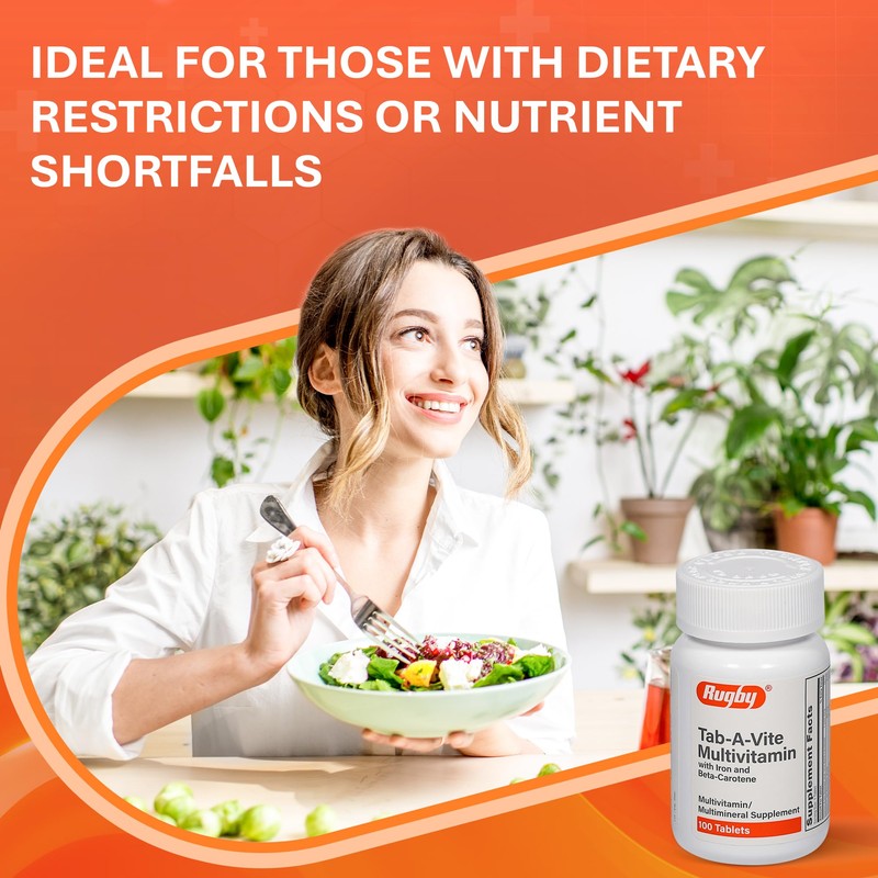 Rugby Tab-A-Vite Multivitamin with Iron and Beta-Carotene - Daily Multivitamin