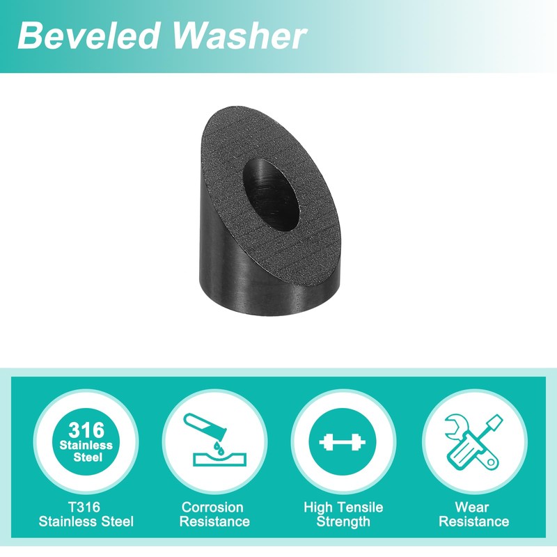 uxcell 10 Pcs 1/4 Inch 45 Degree Angle Beveled Washer,