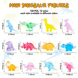 120 PCS Mini Dinosaur Figures, 12 Styles Resin Animals Mixed Loading, Tiny Multicolor Mini Resin Animals for Dollhouse Decor Vase Fillers Accessories Decorations