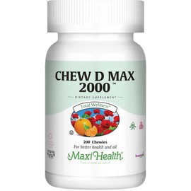 Maxi Health Maxi Health Chewable Vitamin D3 2000 IU Supplement - Delicious Natural Bubble Gum Flavor - Supports Calcium Absorption, Immune and Bone Health in Adult Women, Men, Children & Toddlers - 200 Chews