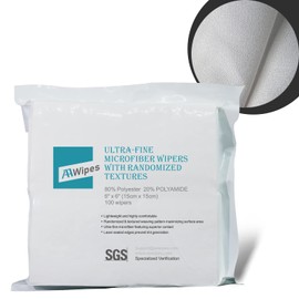 AAwipes Cleanroom - Toallitas de microfibra de lino tela irregular superfinas de 6 x 6 pulgadas (100 unidades/bolsa) paños sin pelusa para paños de fibra óptica clase 100