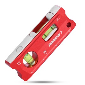 ARROW 4-Inch Torpedo Level, Small Magnetic Leveler Tool with 0°/90° Bubbles, Top-view Window, Aluminium Alloy Frame, Dual SAE and Metric Scales