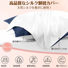Silk Pillow Cover, Stylish, 19.7 x 27.6 inches (50 x 70 cm), Washable, Pillow Cover, 6A Rank, Natural Silk, Tencel Pillow Cover, Envelope Type, Silk Type, Pillow Case, Beautiful Skin, Dry Protection,