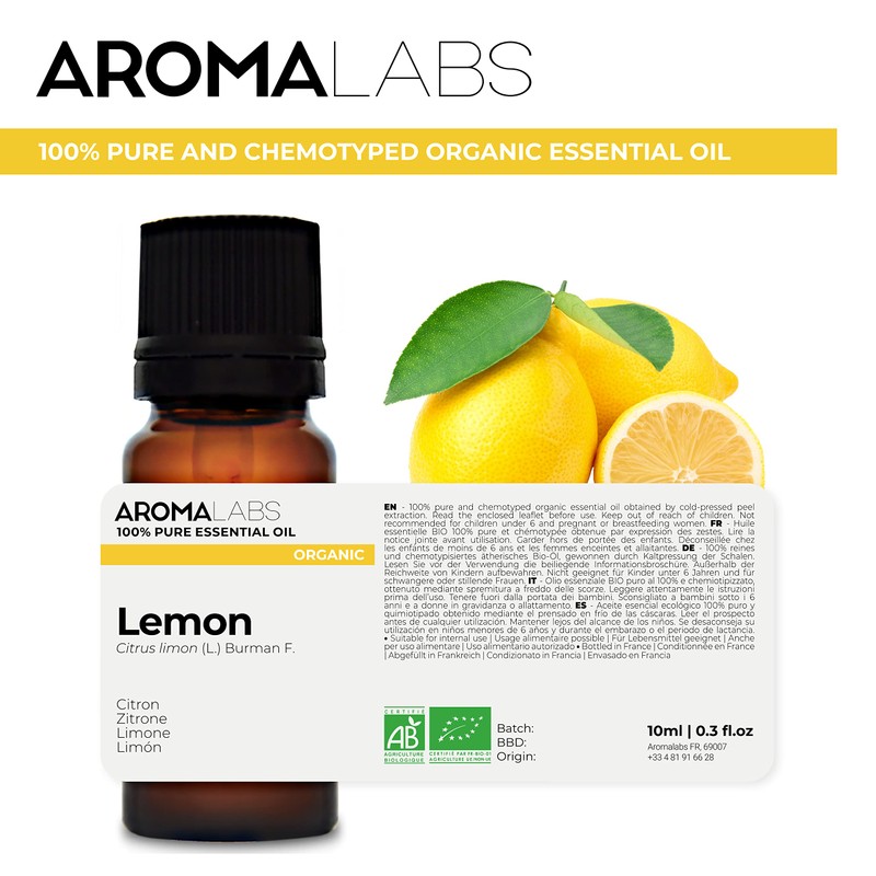 BIO - Lemon Essential Oil - 10mL - Natural, Chemotyped