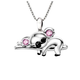 DkakoJew Cute Koala Pendant Necklace for Girls Boys Pendant Necklaces Gifts Jewellery Gifts for Girls Daughter Boys Son Granddaughter Niece Birthday Christmas Graduation Gift, Silver alloy