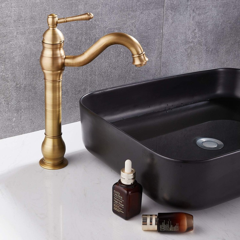 Vessel Sink Faucet Antique Brass Bathroom Single Handle Lavatory Vanity