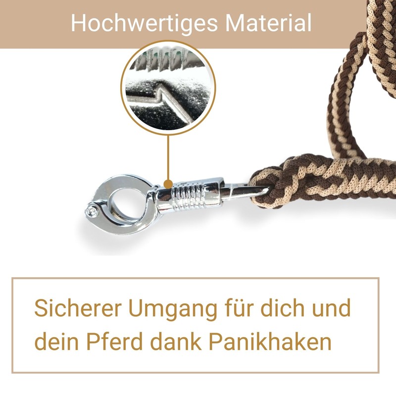 Pferdelinis Horse Lead Rope, 2m, Brown/Beige, Pre-braided Polypropylene