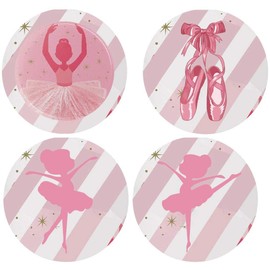 2" Round 100 Pack Pink Girl Dance Label Stickers Ballerina Candy Stickers for Birthday Party Baby Shower Wedding Favors
