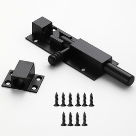 Heavy Duty Sliding Bolt Door Latch Hardware, 6-inch Solid 304 Stainless Steel Door Latch, Used for Wooden Fences, Courtyard Doors, barn Doors, shed Doors, and Barrel Bolt Locks (Black) Indoors