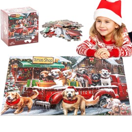 Christmas Jumbo Floor Puzzle for Kids, XMS Shop Dog Animals Jigsaw Large Puzzles 48 Piece for Children, Learning Preschool Educational Toys 3-5 4-8 Years Old Toddler Gift for Girls&Boys