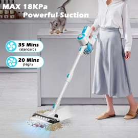 PURKINN Cordless Vacuum Cleaner 18KPa Powerful Stick Vacuum Rechargeable with 2 Modes, 2200mAh Battery, 35Min Runtime, Small Handheld Vacuum Cleaner for Home, Hardwood Floor, Pet Hair, Car, P8