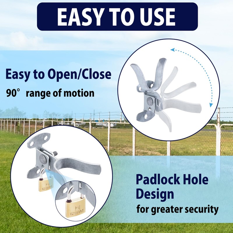 SIHAI 1-3/8" Chain Link Fence Gate Latch, Wall Mount (Flat
