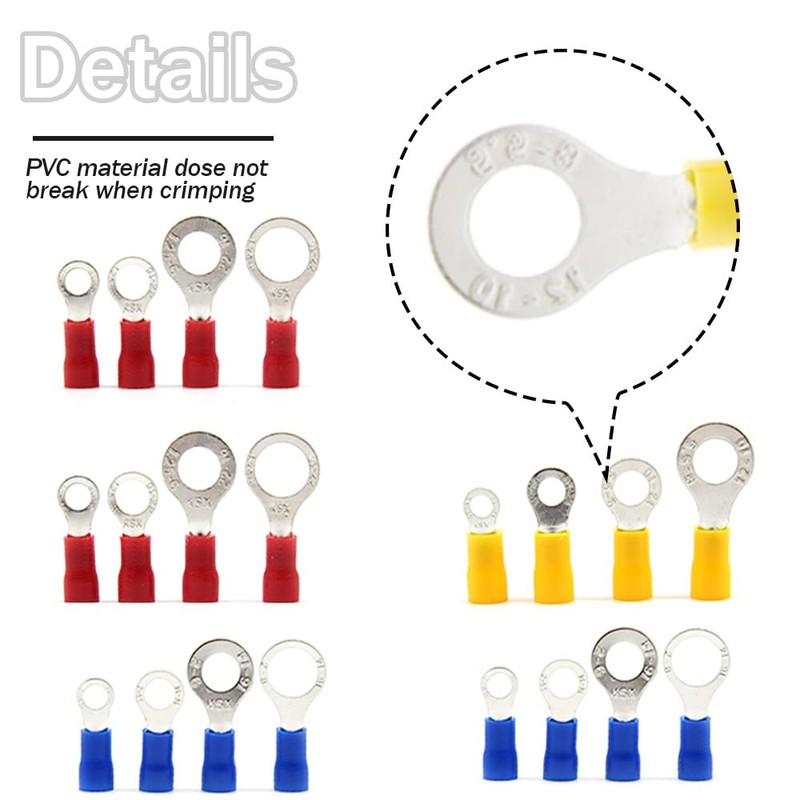 Yosawa 360-Pieces Quick Disconnect Electrical Insulated Ring Crimp Terminals Connectors
