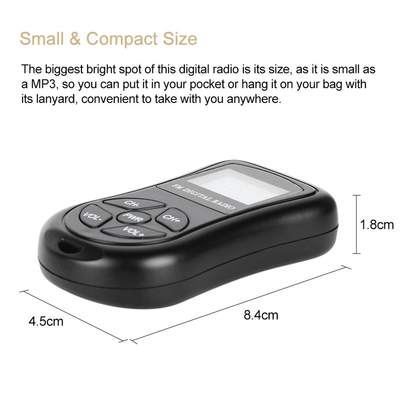 KDKA-600 Mini FM Stereo Radio Portable Digital DSP Receiver with