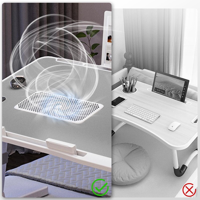 Laptop Lap Desk with Cooling Fan - Adjustable with Light,