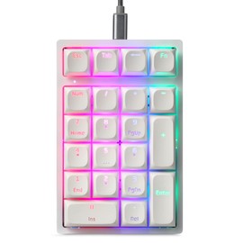 MOTOSPEED Mechanical Numeric Keypad Hot-Swap Red axis Wired Gaming RGB Backlit PBT Keycap 21 Keys Mini Numpad Portable Keypad Extended Layout(Red axis)